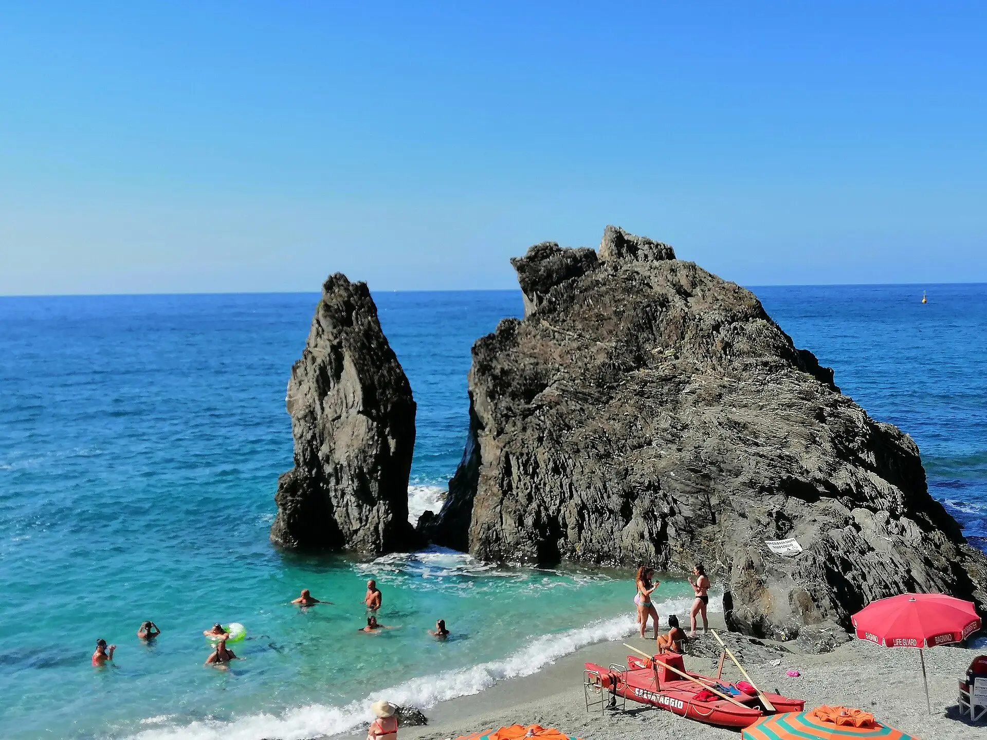 Scoglio di Monterosso — the iconic rock formation just off the beach in Monterosso al Mare.