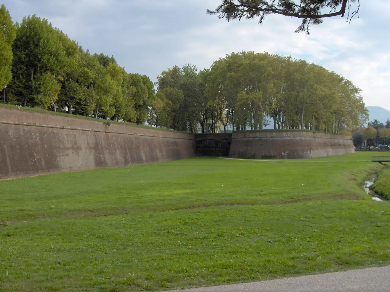 Lucca's Renaissance walls — the tree-lined ramparts encircling the old town in Tuscany.